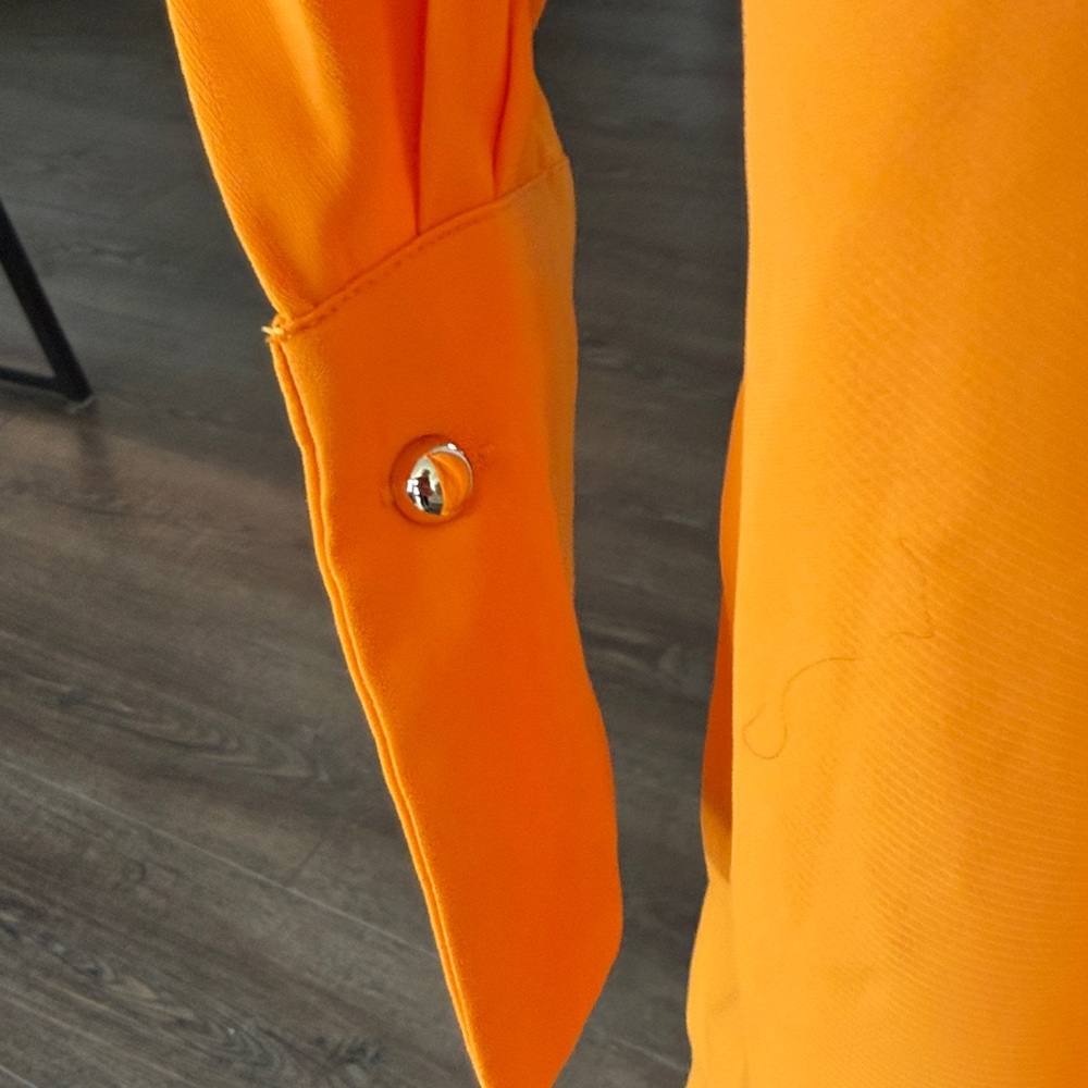 House of Harlow 1960 Like New Tangerine Orange Wrap Tie-Front Mini Dress S - Picture 4 of 8